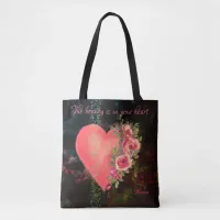 Beautiful Pink Heart black Tote Bag