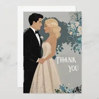 Timeless Romance: Watercolour Bride and Groom Art Thank You Card