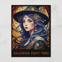 Halloween Theme Tattooed Witch Party Invitation Postcard