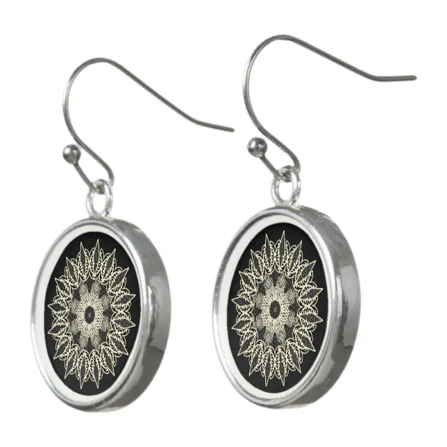 White geometric lace Mandala Earrings