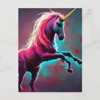 Dark Rainbow Gothic Unicorn AI created digital art Postcard