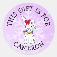 This Gift is For Name Tag Cute Bunny Christmas