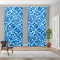 Turquoise Blue Ice Rose floral Photo Edit tiled Blackout Curtains