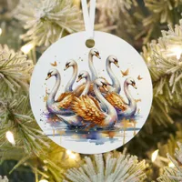  Seven swans a-swimming | Twelve Days of Christmas Metal Ornament