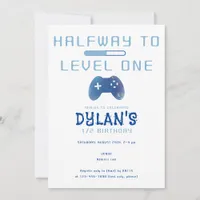 Video Game Halfway to Level One 6 Month Birthday Invitation