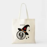 Monogram Q Halloween Witch Spiders Your Name Tote Bag