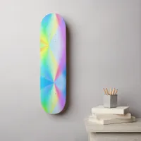 Modern faux iridescent pastel rainbow colored skateboard