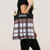 Trendy Modern plaid personalized Tote Bag