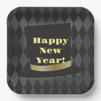 Black Diamond New Year's Eve Party Paper Plates