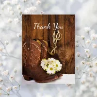 Cowboy Boots, Daisies Horse Bit Wedding Thank You Postcard