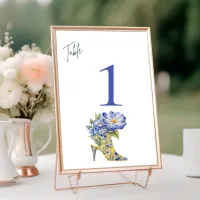 Modern Elegant Floral Chinoiserie High-Heel  Table Number