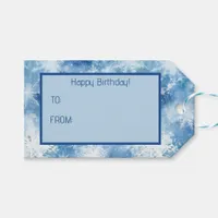 Blue with Snowflakes Watercolor Style Gift Tags