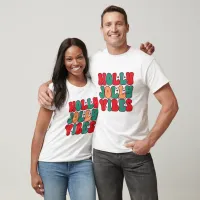 Holly Jolly Vibes Retro Groovy Christmas Holidays Tri-Blend Shirt