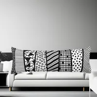 Black and white - modern pattern body pillow