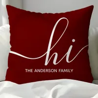 Personalized Burgundy Script Hi  Throw Pillow