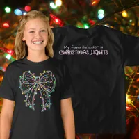 Girly Christmas Lights Coquette Bow Colorful Kids T-Shirt