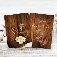 Cowboy Boots Horse Bit Western Post Wedding Brunch Invitation