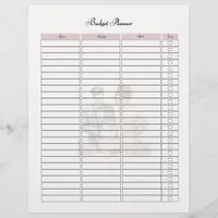 Bridal Wedding Budget Planner Page