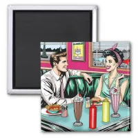 Retro 1950's Couple at Diner Magnet