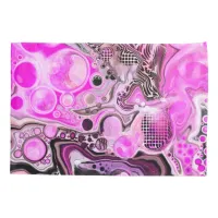 Pink and Black Fluid Art Pour Painting Effect Pillow Case