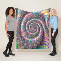 Cool Psychedelic Rainbow Unicorn Nautilus Fractal Fleece Blanket