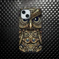 Steampunk Metal Gears and Owl  iPhone 15 Case