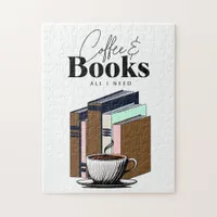 Vintage Coffee and Books | All I Need Art Jigsaw Puzzle