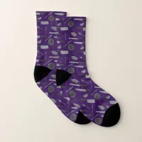 Fun Purple and Grey Chef Kitchen Cooking Utensils Socks