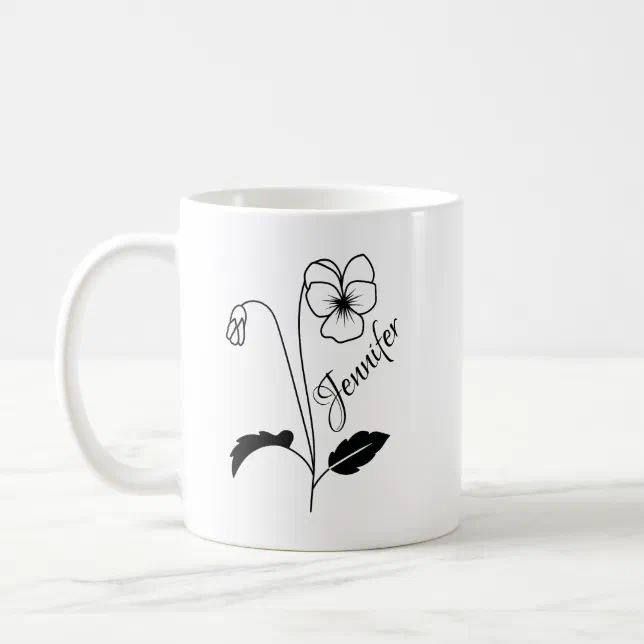 Personalized Birth Flower With Name -FEBRUARY Coffee Mug