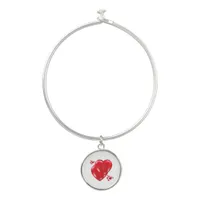 Simple Red Hearts on White Happy Valentine's Day | Bangle Bracelet