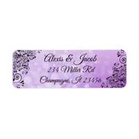 Black and Purple Elegant Script Return Labels