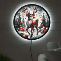 Festive reindeer in a whimsical winter landscape LED sign