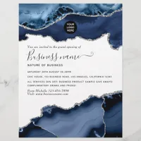 Navy and Silver Agate Precious Stone Grand Opening Flyer