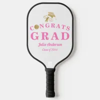 Pink & Gold Modern 2024 Graduation Congrats GRAD Pickleball Paddle