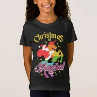 Christmas Is Magical Santa Riding Unicorn Funny T-Shirt