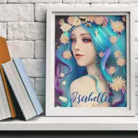 Pretty Ethereal Girl with Flowers Personalized Poster