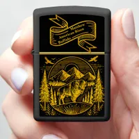 Majestic Gold Buffalo in Mountain Landscape Zippo Lighter