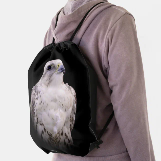 Vignetted Portrait of an Inquisitive Saker Falcon Drawstring Bag