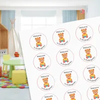 Cute Welcome to Kindergarten Teddy Bear Kids Classic Round Sticker