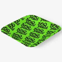 Funny Lime Green Booyeah! Crossed Eyes Halloween Paper Plates