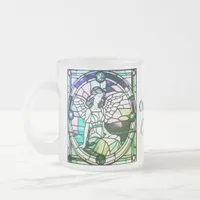 Christmas Angel Green Stained Glass Window Frosted Glass Coffee Mug