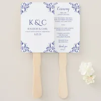 Elegant Wedding Program Fans | Vintage -Royal Blue