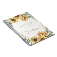 Sunflower Rustic Elegant Geometric Gold Wedding  Notebook