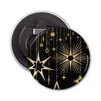 New Year's Wishes Stars Black and Gold Bottle Opener
