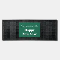 Simple Festive Happy New Year Enjoy Your Beer Bar Mat