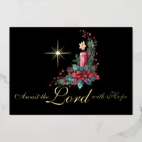 Advent Await the Lord with Hope Christmas Star Foil Holiday Card