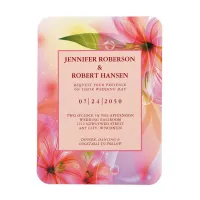 Pink Hibiscus Floral Wedding Flexible Invitation Magnet