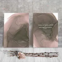 Ink Flow Wedding Taupe ID762 Invitation