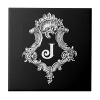 J Monogram Initial Tile