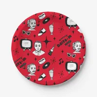 1950's Retro Graphics Nostalgic Birthday     Paper Plates